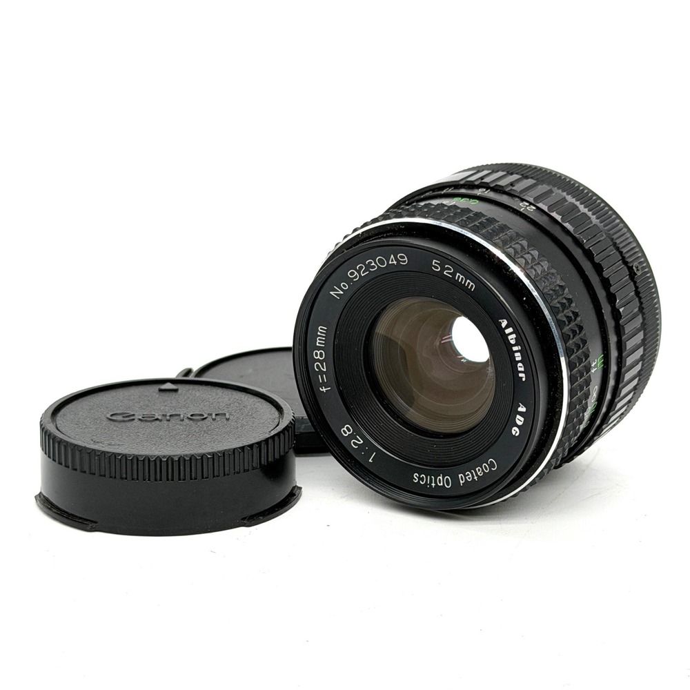 Albinar ADG 28mm f2.8 Wide Angle Lens Canon FD Mount Coated Optics No. 923049